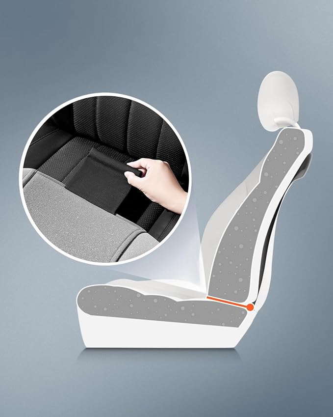 Road Comforts Car Seat Covers for Front Seat, High Back Heavy Duty Breathable Flax Seat Protector, Airbag, Not Seat Belt Compatible, Washable Seat Cover Fits for Most Cars, Trucks, SUVs, Vans
