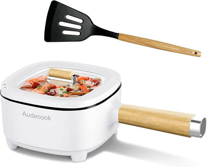 Audecook Hot Pot Electric 2L, Cermic Glaze Non-Stick Frying Pan 8 Inch