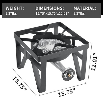 SKOK 200,000 BTUs High Pressure Single Burner Propane Camping Stove - Portable Outdoor Stove for Outdoor Cooking, Backyard, Picnic