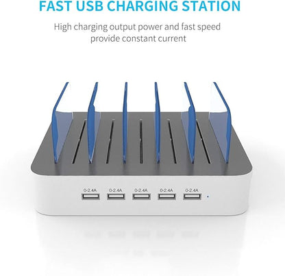 MSTJRY Charging Station for Multiple Devices : 5 Port Multi USB-A Charger