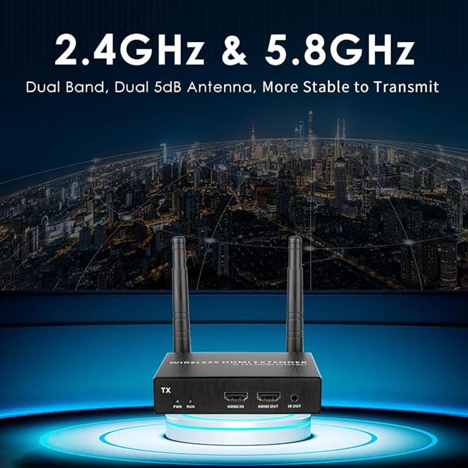 EXVIST 100M 4K@FPS HDMI Wireless Extender Transmitter Receiver W/HDMI Loop-Out