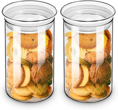 ZENS 37oz Glass Jars Set of 2, Clear Glass Kitchen Canisters with Airtight Lids, Wide Mouth Glass Storage Containers for Cereal, Coffee Beans, Loose Tea