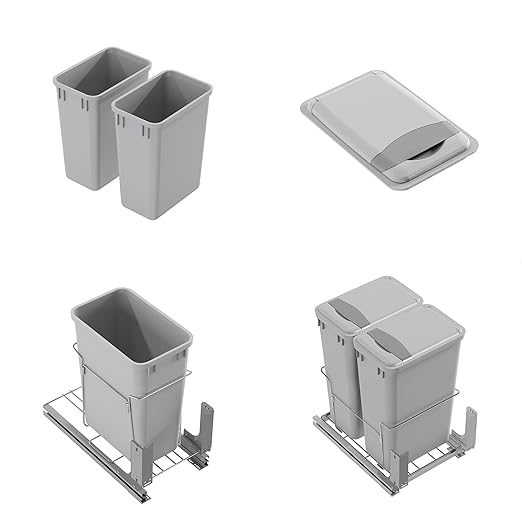 Dowell 2 Pack Wastebasket Trash Can Container, Plastic Garbage Bin,