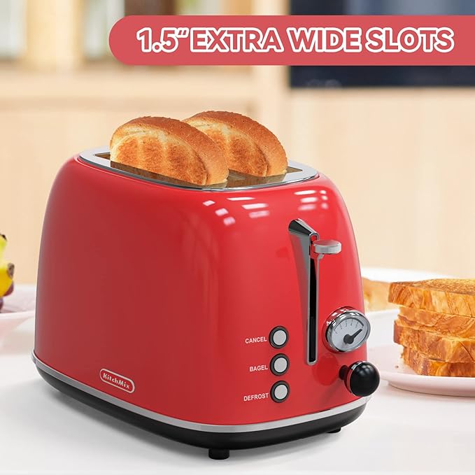 Toaster 2 slice, Retro Stainless Steel Toaster