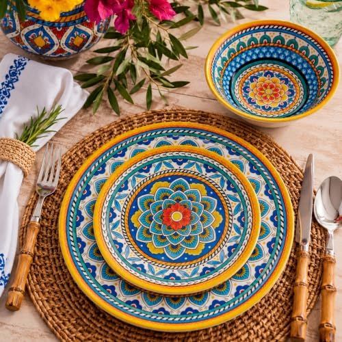 Certified International Portofino 12 Piece Melamine Dinnerware Set, Service for 4, Multi Colored