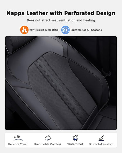 Huidasource Back Seat Cover, Luxury Faux Leather Rear Seat Cover, Velcro Adjustable, Compatible with Child Seat, Perforation Cooling＆Heating, Universal Fit for Most Cars, Vans, Trucks, SUVs, Black
