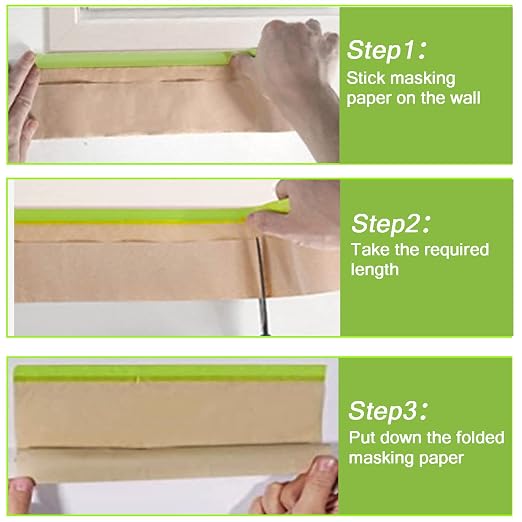 6 Rolls Pre-Taped Masking Paper for Painting and 3 Rolls Masking Tape Set -18 inch x 50 feet Tape and Drape for Painting, Painters Paper for Automotive Paint Masking, Floor Protection,Wall Covering