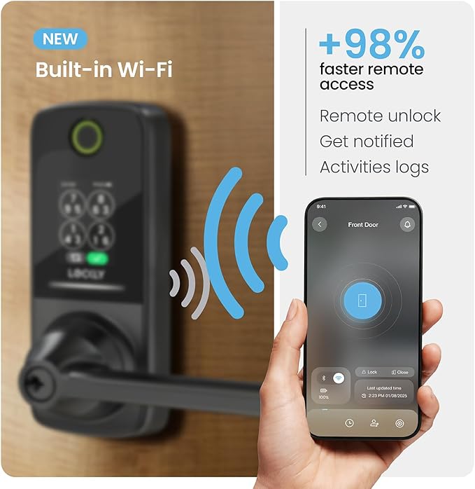 Lockly Smart Lock Secure Pro, Fingerprint Door Lock, Keyless Entry, Built-in