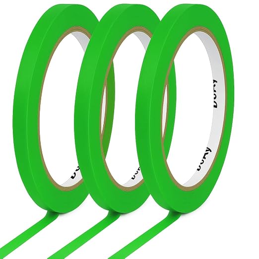 3 Pack Green Painters Tape - Masking Tape 0.25 Inch Wide - Multi-Surface, Smart Adhesion, Indoor & Outdoor - 270FT Total - Paint Tape for DIY, Labeling, Art, Car, General Purpose (#3910)
