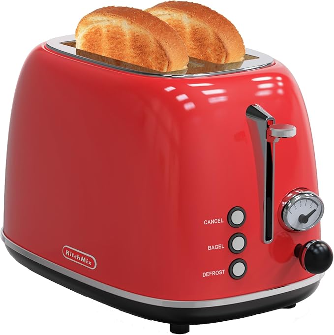 Toaster 2 slice, Retro Stainless Steel Toaster