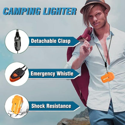 Torch Lighter, Refillable Butane Lighter, Windproof Outdoor Gas Lighter Adjustable Jet Flame Lighters, Fireplace Fireworks Grill Camping BBQ Lighter, Gifts for Men. (Without Gas) (Orange)