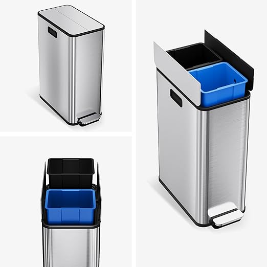 Garvee Kitchen Dual Trash Can, 15 gal Large Recycling Bin Garbage Can