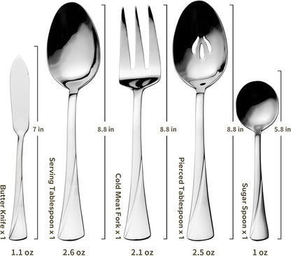 Alata Alice 65-Piece Silverware Set Stainless Steel Flatware Set,Service for 12,Mirror Polished Cutlery Set,Dishwasher Safe