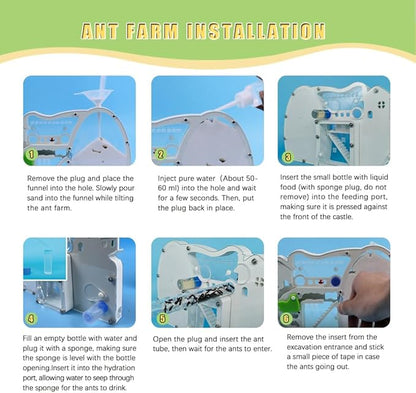 2PCS Ant Farm Castle with Connecting Tubes and Forage Box, Sand Ant Colony Observation Kit, Ant Viewing Habitat Science Kit, Educational & Learning Science Kit for Kids, Adults, Student