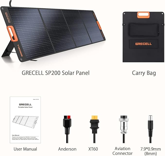 GRECELL 999Wh Solar Generator 1000W with Solar Panel 200W, 1000W Solar Generator with Panels Included, 60W USB-C PD Output, 110V Lithium Battery Pack Kit for Outdoor Hunting Travel Home (Peak 2000W)