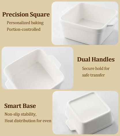 5x5 Small Baking Dish for Oven, 28 Oz Individual Ceramic Casserole Dish