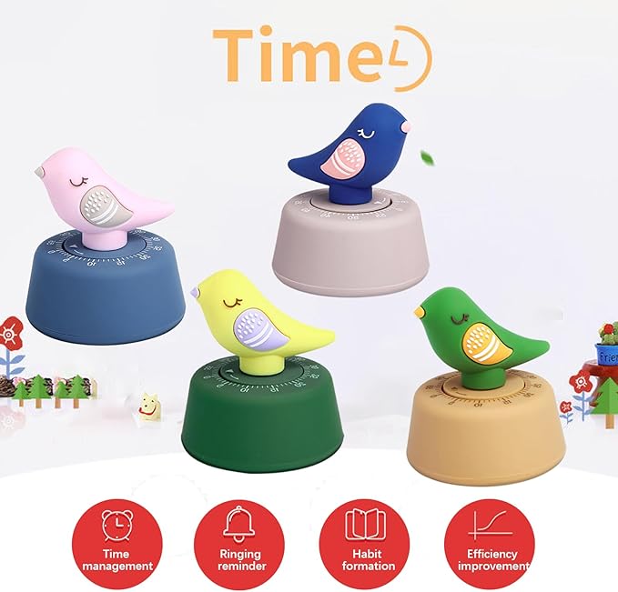 Mechanical Kitchen Timer, Cute Wind Up 60-Minute Manual Countdown