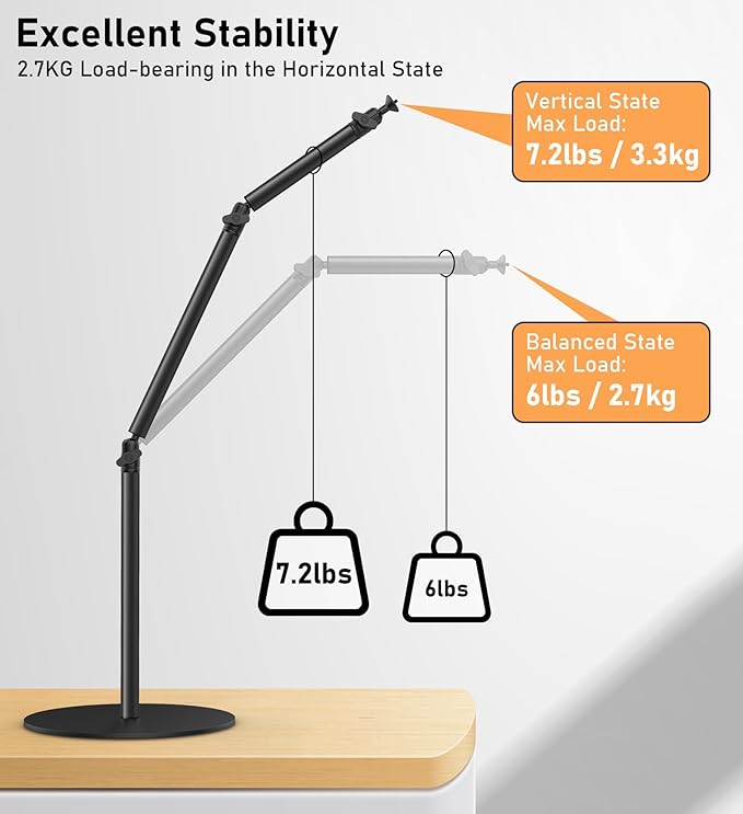 Camera Round Base Mount Desk Stand, Flexible Aluminum Photography