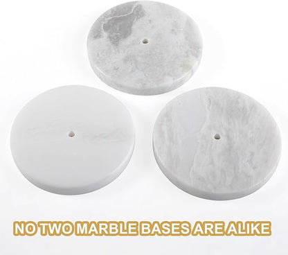 Koville African Genuine Marble Paper Towel Holder Countertop, Metal Rod 6"
