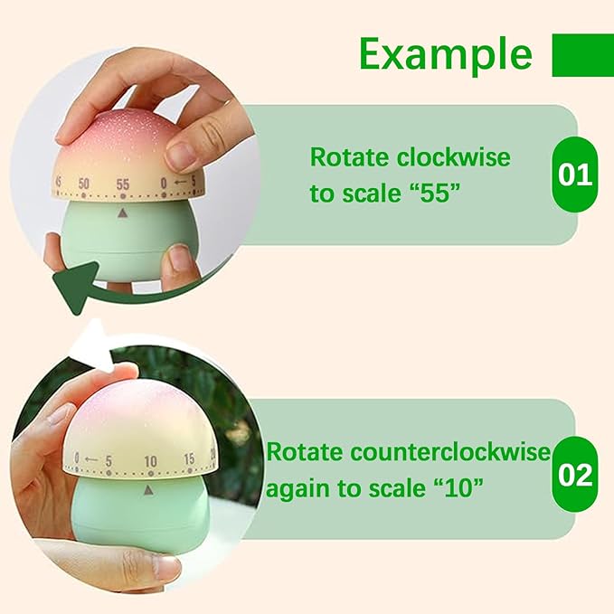Mechanical Kitchen Timer, Cute Wind Up 60-Minute Manual Countdown