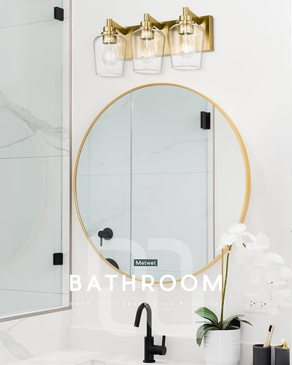 METWET Bathroom Light Fixtures, 3-Light Modern Vanity Light