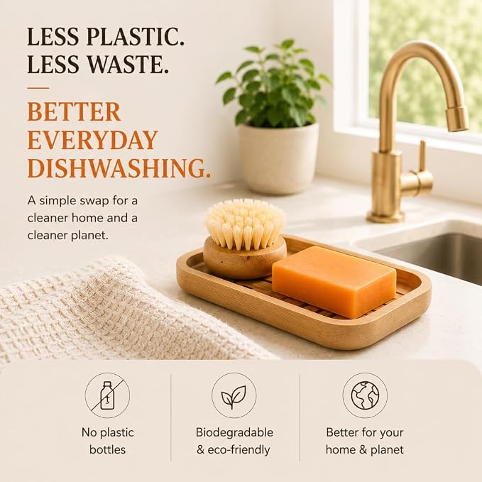 KELEBS 2 Dish Soap Bars | Citrus Essential Oil Formula | Natural & Organic Ingredients | Gentle on Hands | For Plant-Based Kitchens & Light Dishwashing | Biodegradable | No Overpour | Value Pack
