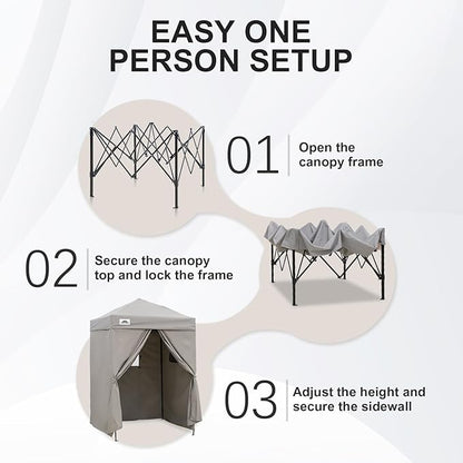 EAGLE PEAK Flex Ultra Compact 5x5 Pop-up Canopy, Sun Shelter, Changing Room, Portable Privacy Canopy Cabana for Pool, Fashion Photoshoots, or Camping, Gray