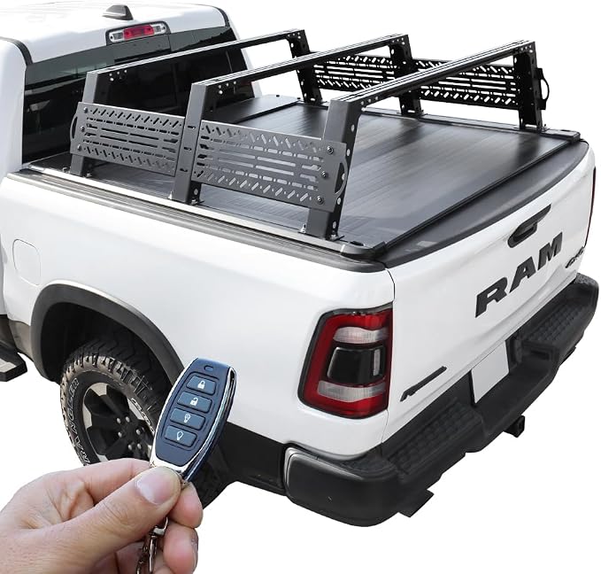 Syneticusa ER Power Retract Hard Tonneau Cover with R6 Rack Fits 2004-2026 Ford F-150 5.5' (67”) (incl. Raptor/Lightning) Truck Bed Overlanding Off Road Retractable