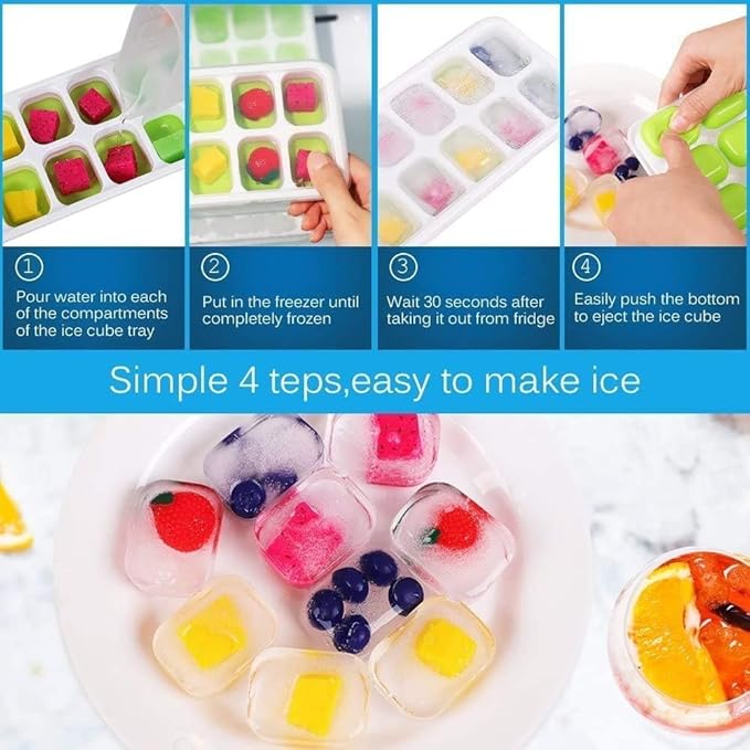 Ice Cube Trays, Silicone Easy-Release and Flexible 14-Ice Trays