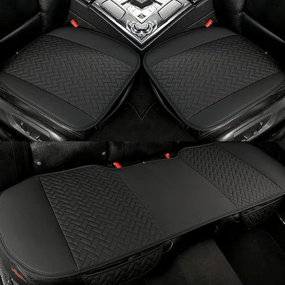 West Llama Full Set Car Seat Covers for Front and Rear Bottom Seats Only, Luxury PU Leather Car Seat Pads Protectors Waterproof and Wear-Resistant,Black