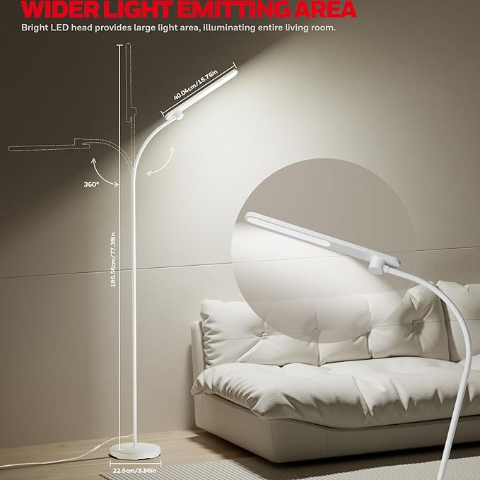 Honeywell LED Floor Lamp, F4 Sunturalux™ Gooseneck Reading Floor Lamp, Super