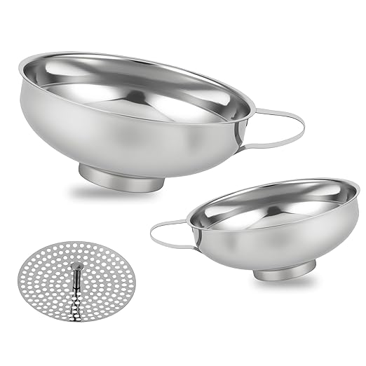 Stainless Steel Wide-mouthed Kitchen Funnel, 2 Sets