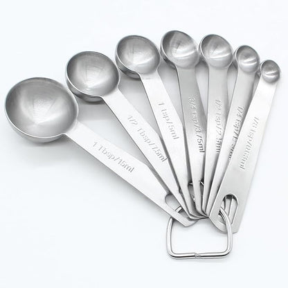 Luomorgo 7 Pcs/Set Measuring Spoons Set, Stainless Steel Measuring Spoons &