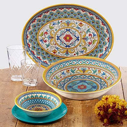 Certified International Portofino 11" Melamine Dinner Plate, Multi Colored, Large, Set of 6