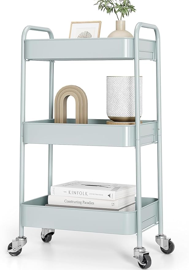 TOOLF 3-Tier Metal Rolling Cart