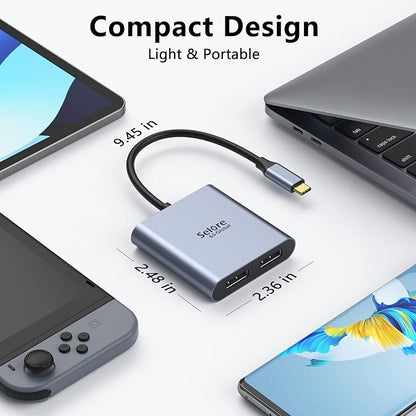 USB-C to Dual 4K DisplayPort Splitter Adapter, USB Type C to Displayport Dual