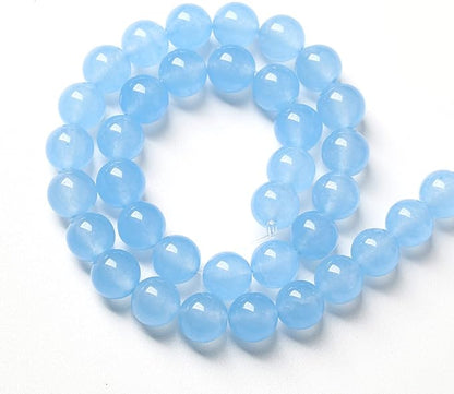 10MM 38PCS Blue Aquamarine Chalcedony Spacer Loose Beads for Jewelry Making DIY Bracelet Necklace