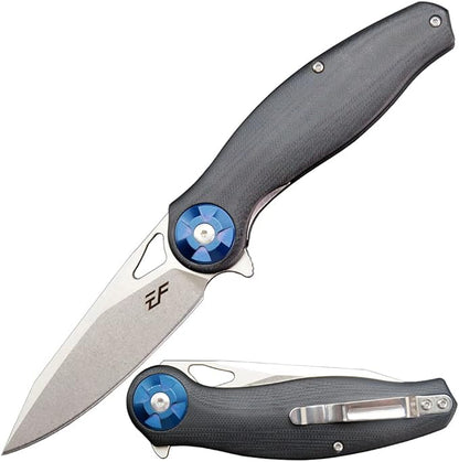 Eafengrow EF76 Folding Knife for Camping EDC Pocket Knife with G10 Handle & D2 Stone-washed Blade Hunting Outdoor Tool (black)