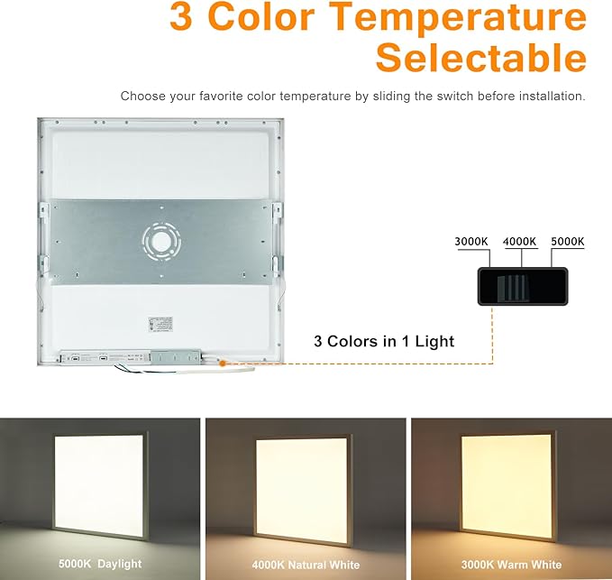 Mcacggo 2x2 LED Flat Panel Light Surface Mount, 40W-30W-20W & 3000K-4000K-5000K