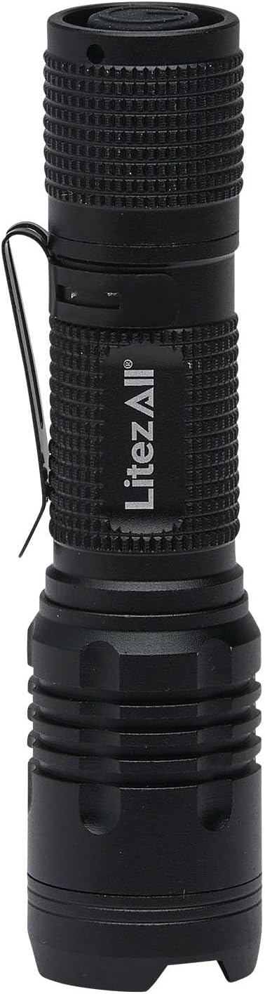 LitezAll 400 Lumen Tactical Flashlight, Compact LED Flashlight with Pocket Clip, Aerospace Aluminum Body, IPX2 Weather Resistant, Everyday Carry Flashlight for Outdoor, Work, and Emergency Use