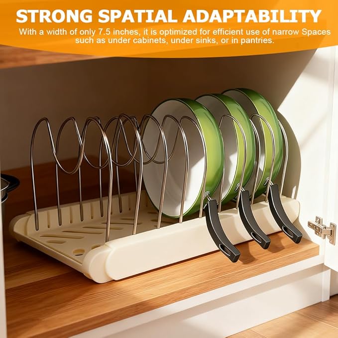 Expandable Pot and Pan Organizer Rack