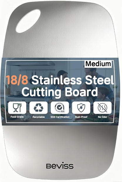 Cutting Board Non-Toxic, 304 Stainless Steel Cutting Board Double Sided