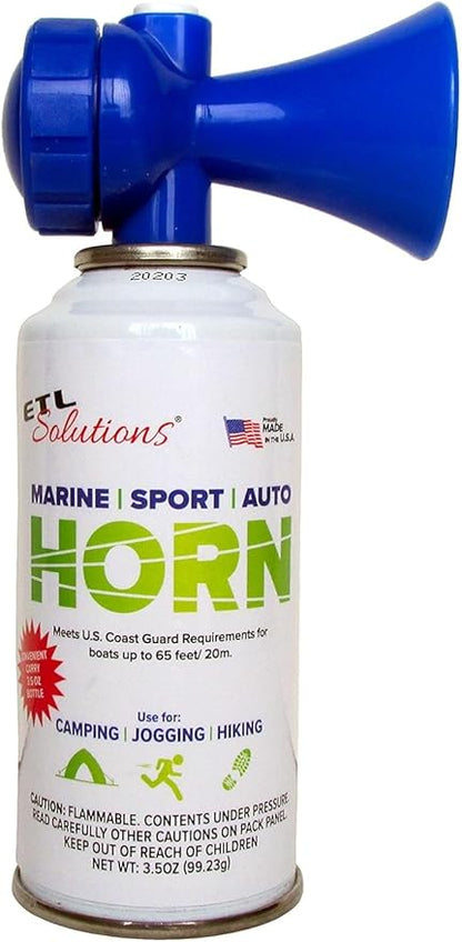 3.5oz Air Horn, Very Loud! Ideal for Marine and Boating, Hiking, Camping, Sports Events, Protect Your Kids From Aggressive Animals!