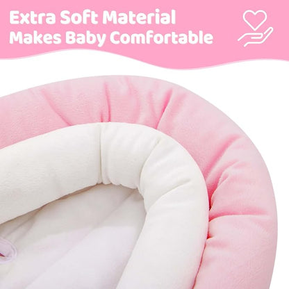 Pro Goleem Breathable 3-in-1 Baby Car Seat Head Support, Soft Infant Car Seat Insert, Carseat Cushion for Newborn, Perfect for Car Seat, Strollers, Swings, Carrier, Bouncer, Pink and White
