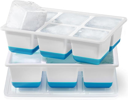Large Ice Cube Trays 2 Pack, Easy Release 2.4" Super Big Ice Cubes, Stackable