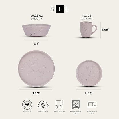 Stone Lain Jade Stoneware Dinnerware 16-Piece Service for 4, Taupe