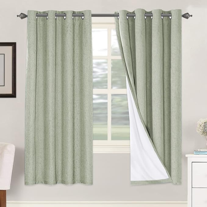 H.VERSAILTEX Linen Blackout Curtains 72 Inches Long 100% Absolutely Blackout