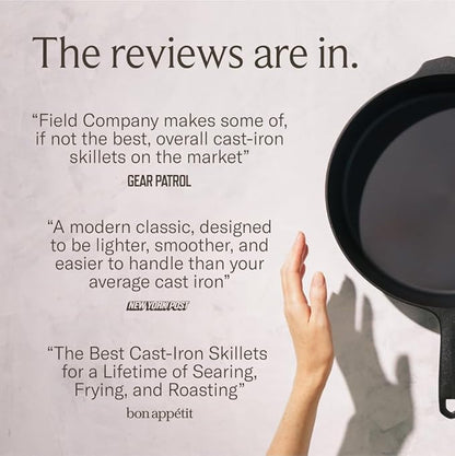 Field Company 16-Inch (Double-Handled) Cast Iron Skillet – No.16, Perfect for 8+ Servings, Oven Roasting & Live-Fire Grilling, Smooth & Preseasoned, Made in USA, Non-Toxic, Vintage Design