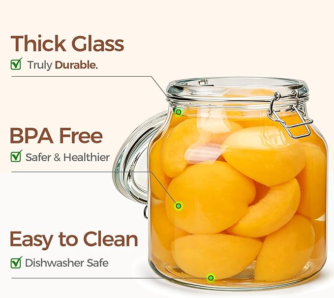 ComSaf 2-Pack 74oz Wide-Mouth Glass Jars