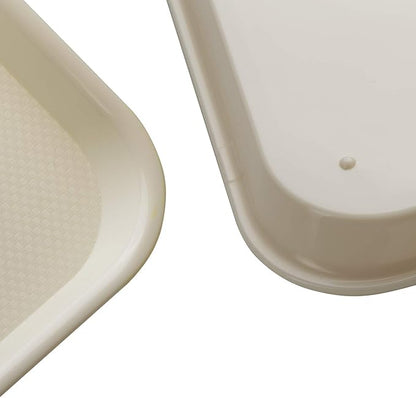 Rectangular Plastic Serving Trays,Fast Food Serving Cafeteria Trays,17"X13",Set of 6(Beige)